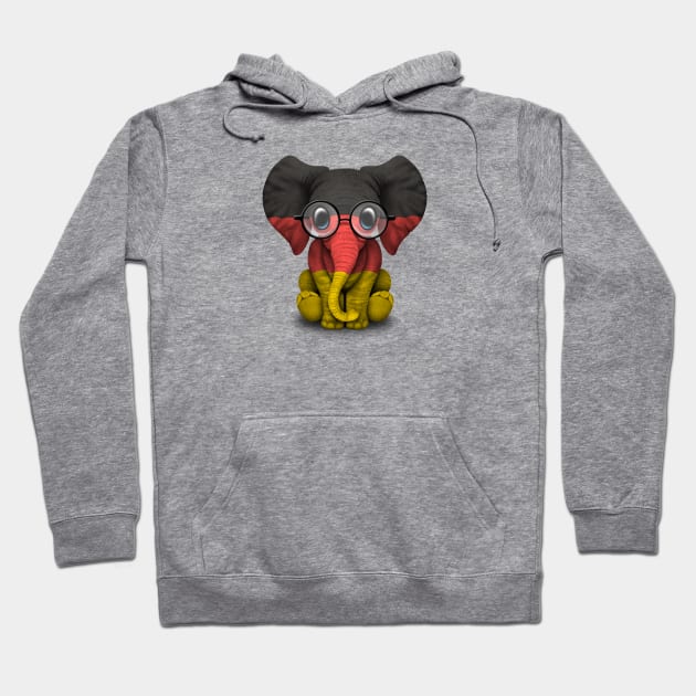 Baby Elephant with Glasses and German Flag Hoodie by jeffbartels